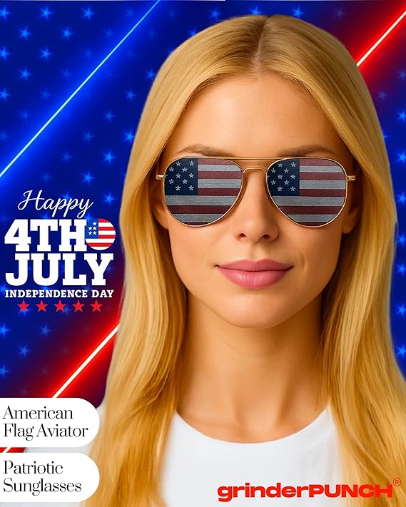 American Flag Aviator Sunglasses Glasses (Gunmetal)