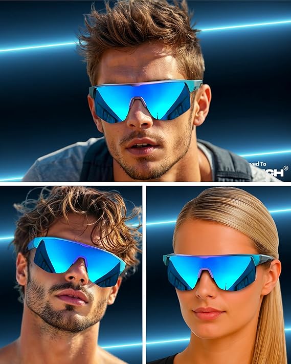 Sports Sunglasses With UV400 Protection (Blue)