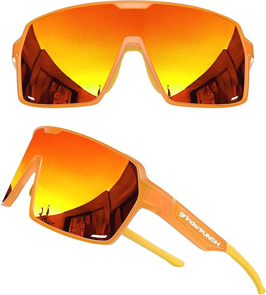 Polarized Sport Sunglasses Lightweight for Snow Hiking (Orange)