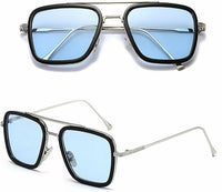 grinderPUNCH Tony Stark Sunglasses Vintage Square Metal Frame Eyeglasses for Men Women - Iron Man and Spider-Man Sun Glasses