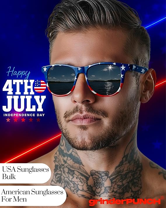 grinderPUNCH USA American Flag Sunglasses Stars and Stripes
