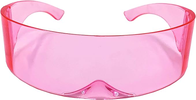 grinderPUNCH Futuristic Shield Sunglasses | Cyclops Cyberpunk Visor Glasses | 80s Alien Mono (Hot Pink)