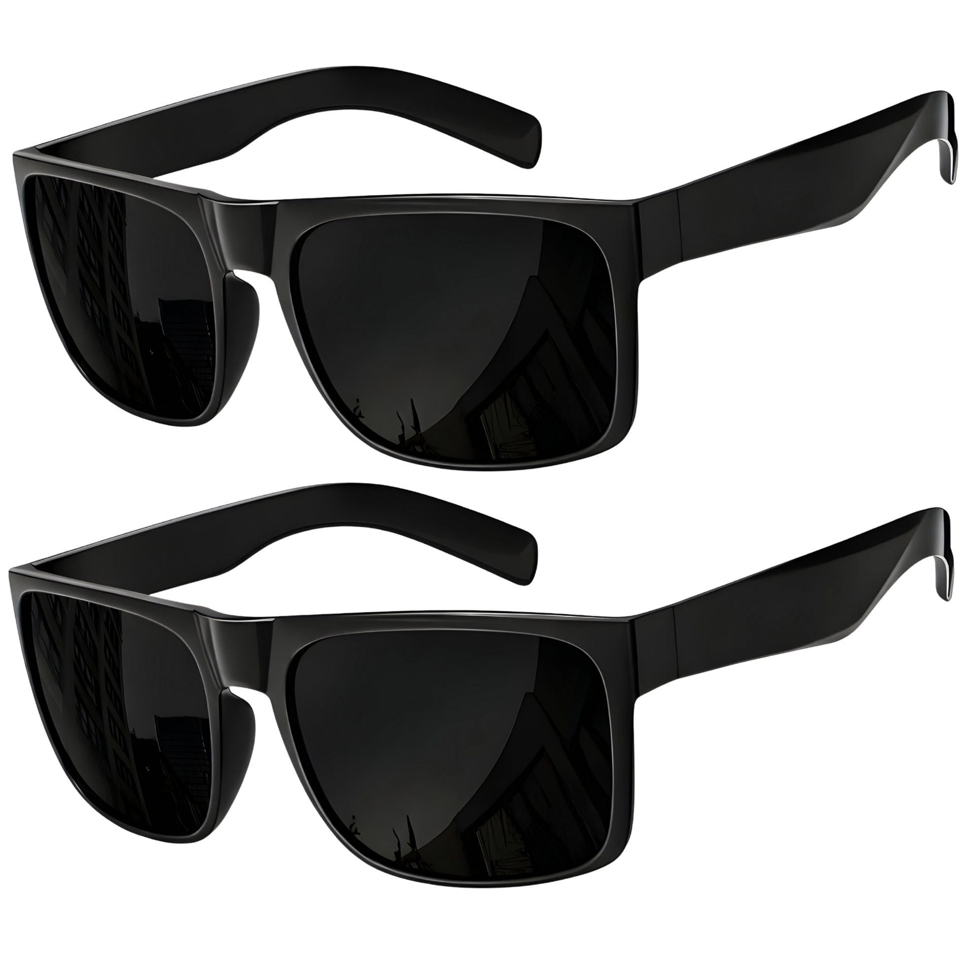 grinderPUNCH 2 Pack XL Polarized Big Wide Frame Large Head Fit Sunglasses for Sports Driving Fishing Glasses (Black Polarized Lens) - grinderPUNCH