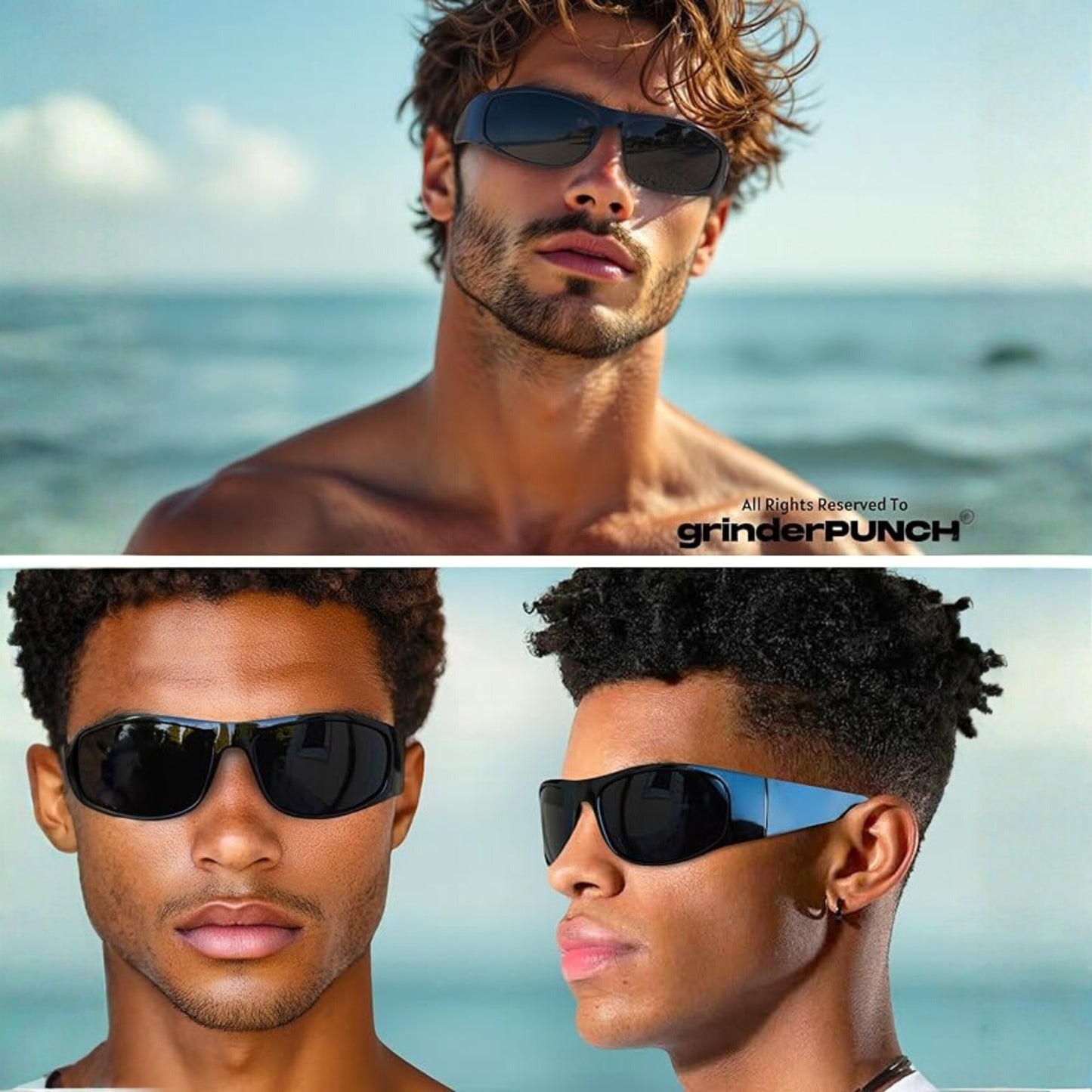 Polarized Super Dark Sunglasses  Biker Style Rider Wrap Around Style Lightweight UV Protection (Matte Frame/Superdark Lens)