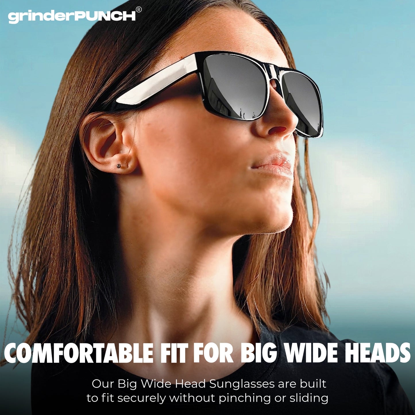grinderPUNCH 2 Pack XL Polarized Big Wide Frame Large Head Fit Sunglasses for Sports Driving Fishing Glasses (Black Polarized Lens)