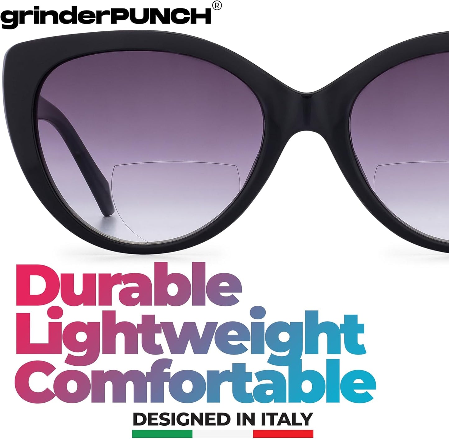 grinderPUNCH 2 Pairs Women Bifocal Reading Sunglasses | Ladies Sun Reader Glasses Cateye Vintage (3.00x)