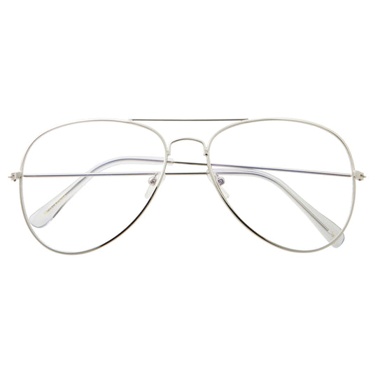 grinderPUNCH Blue Light UV Blocking Computer Glasses | Retro Aviator Style | Reduce Eye Strain Anti Glare Clear Lens Video Gaming Eyeglasses
