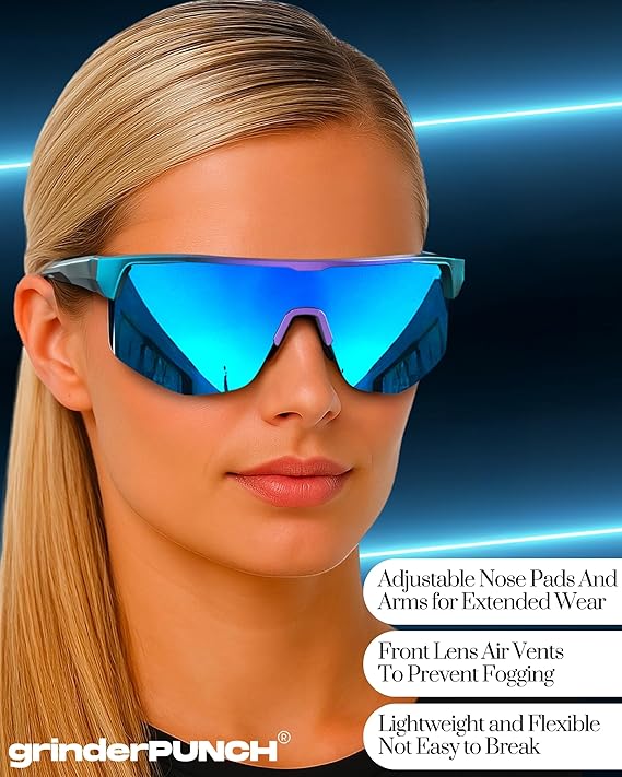 Sports Sunglasses With UV400 Protection (Blue)