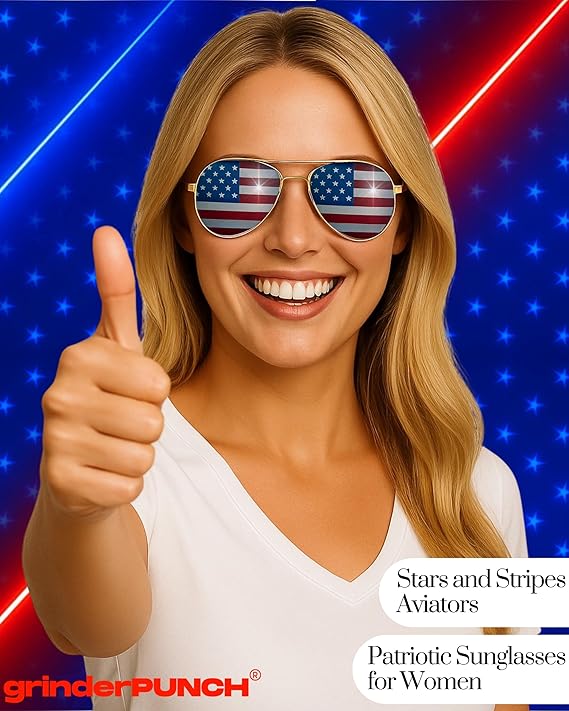 American Flag Aviator Sunglasses Glasses (Gunmetal)