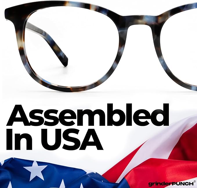 grinderPUNCH Classic Reading Glasses for Women and Men Blue Light Blocking Readers Stylish Readers with Spring Loaded Hinges