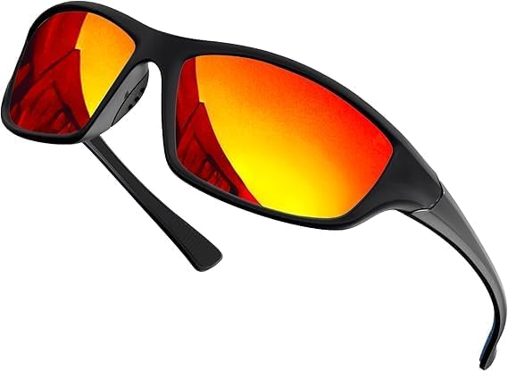 grinderPUNCH Sport Polarized Sunglasses for Men & Women Baseball Running Cycling Fishing Golf Driving Shades Sun Glasses (Polarized Red Lens)