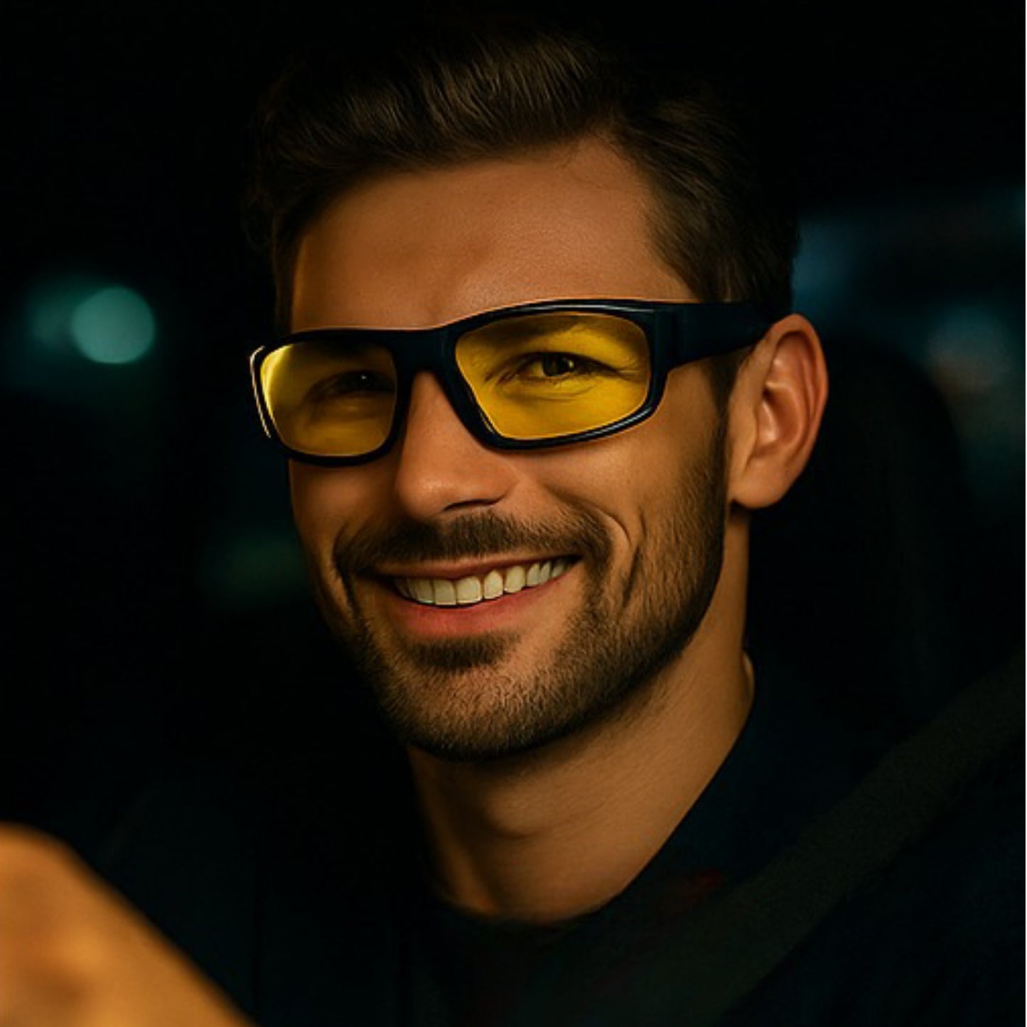 Polarized Night Vision HD Yellow Driving Sunglasses Biker Style Rider Wrap Around Style Lightweight UV Protection