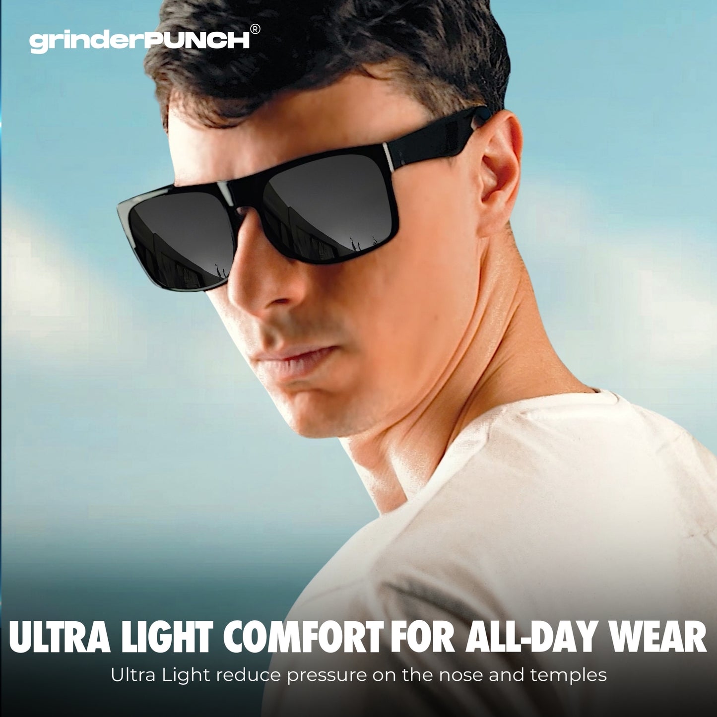 grinderPUNCH 2 Pack XL Polarized Big Wide Frame Large Head Fit Sunglasses for Sports Driving Fishing Glasses (Black Polarized Lens)