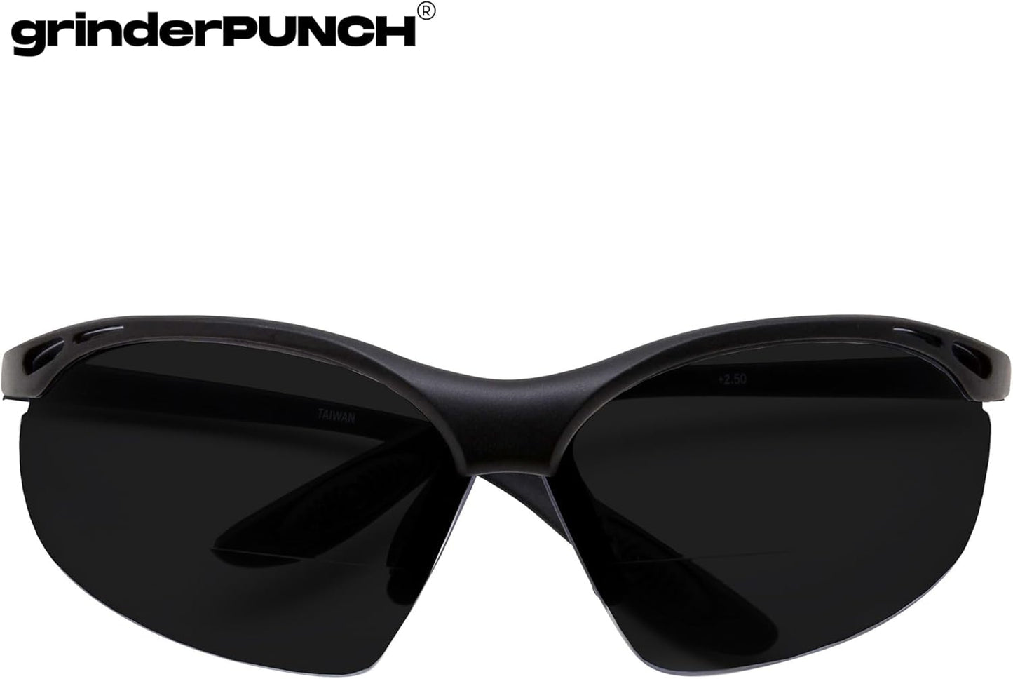 grinderPUNCH Bifocal Safety Black Lens Glasses Readers ANSI Z87 Impact Resistant Bifocal Diopter Magnifying Reading Glasses