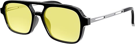 Retro Square Sunglasses for Mens (Yellow)