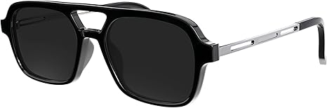 Retro Square Sunglasses for Womens Mens (Black)
