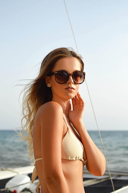 grinderPUNCH Women’s Retro Polarized Sunglasses – Round Vintage Style, Oversized UV400 Glasses