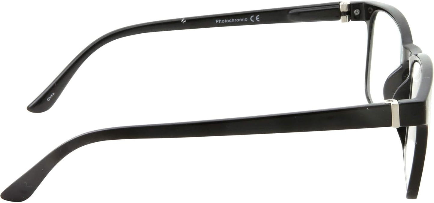 grinderPUNCH Transition Lens | Photochromic Reading Glasses | Clear Readers Turns into Sunglasses in the Sun | UV400 (Black, 2.50)