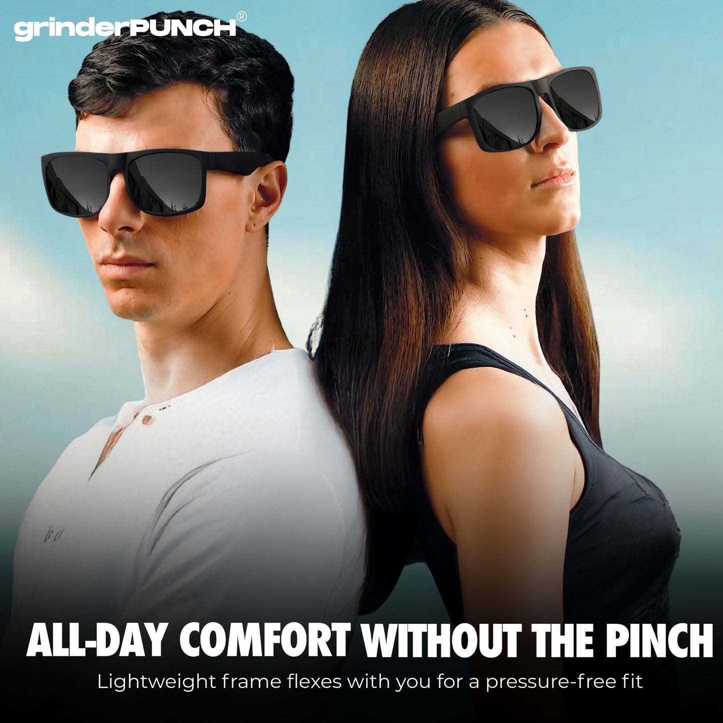 grinderPUNCH 2 Pack XL Polarized Big Wide Frame Large Head Fit Sunglasses for Sports Driving Fishing Glasses(Black & Brown Polarized Lens,)