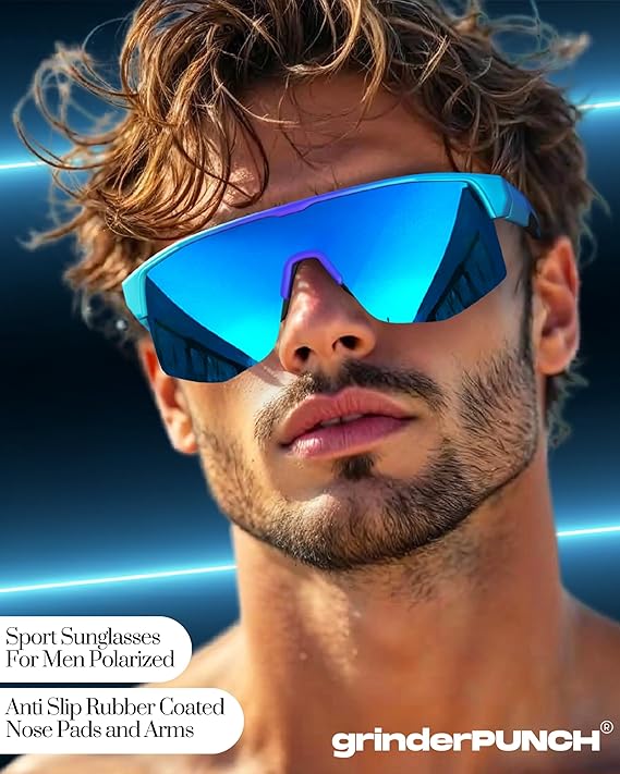 Sports Sunglasses With UV400 Protection (Blue)