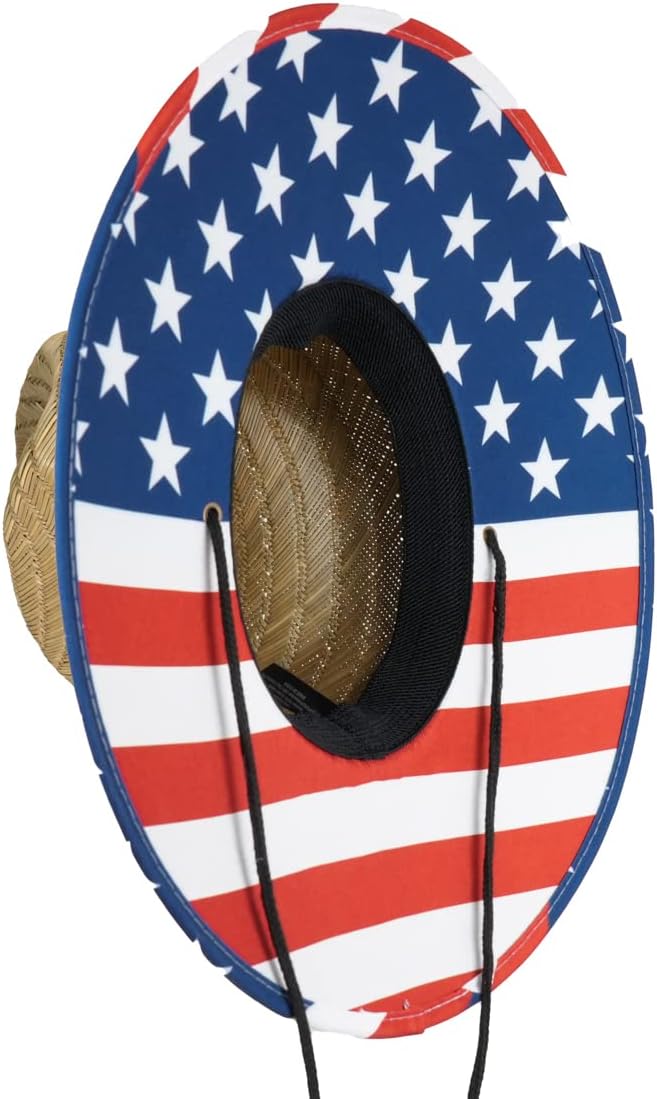 grinderPUNCH Straw Hat for Women and Men American Flag USA Patriotic Straw Hat for Women Men