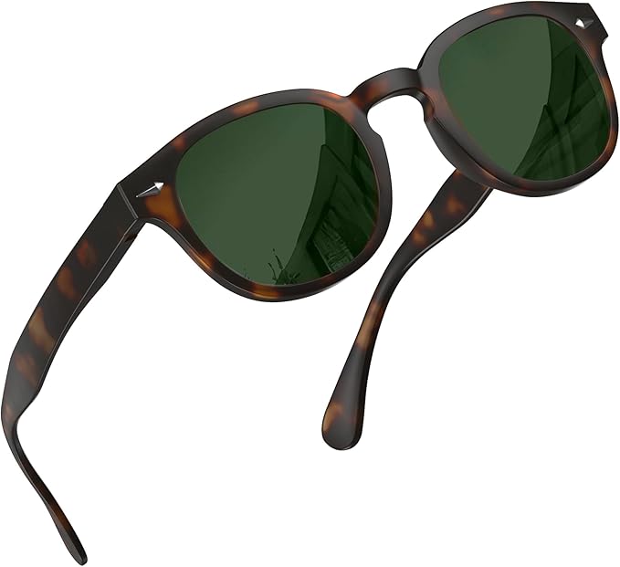 Polarized Round Sunglasses for Women Men Stylish Retro Circle Frame (Tortoise) - grinderPUNCH