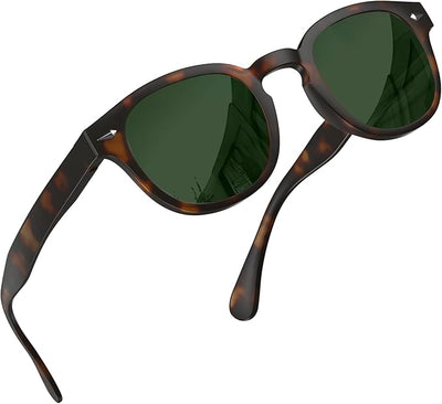 Polarized Round Sunglasses for Women Men Stylish Retro Circle Frame (Tortoise) - grinderPUNCH