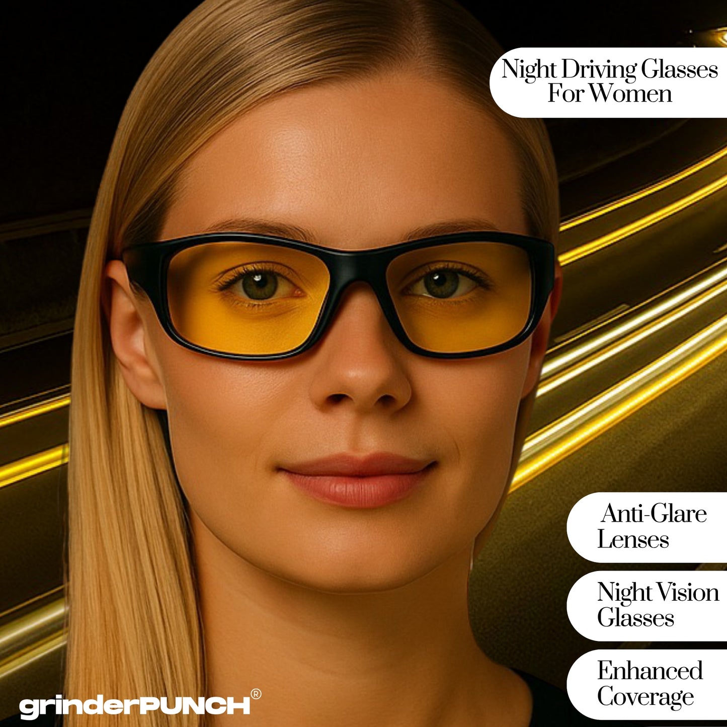 Polarized Night Vision HD Yellow Driving Sunglasses Biker Style Rider Wrap Around Style Lightweight UV Protection