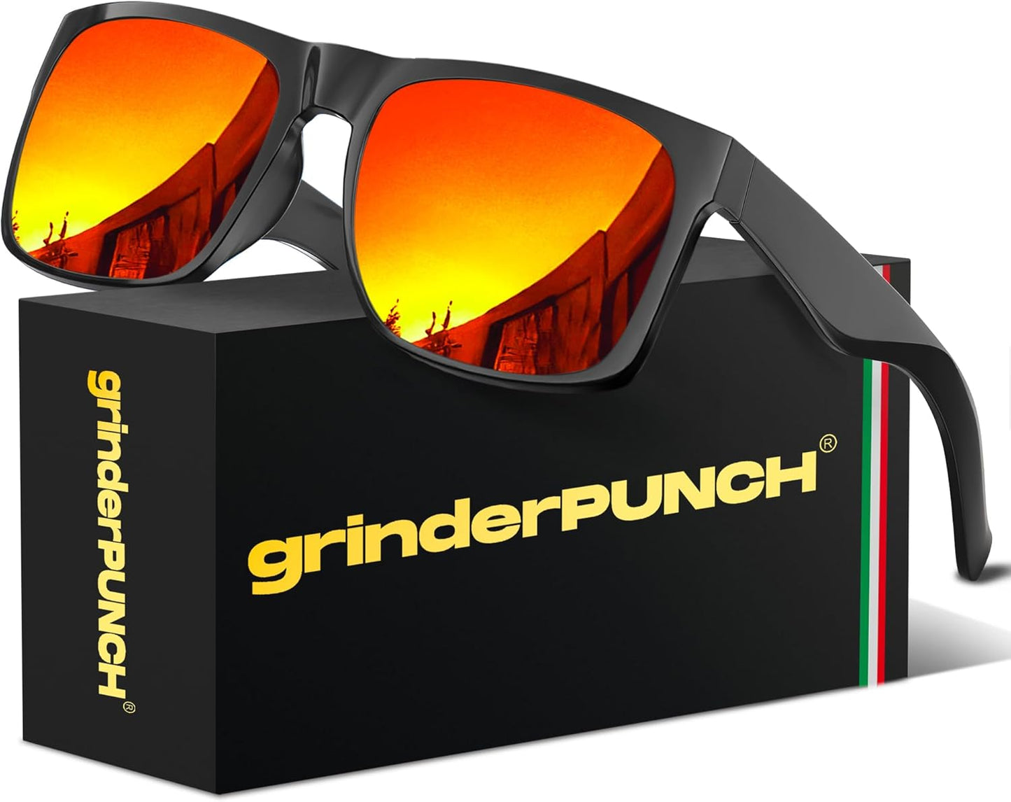 grinderPUNCH XL Polarized Men's Oversized Sunglasses, Big Heads Wide Face Large Head Fit Sunglasses Sports Driving Fishing Extra Wide Red Lens