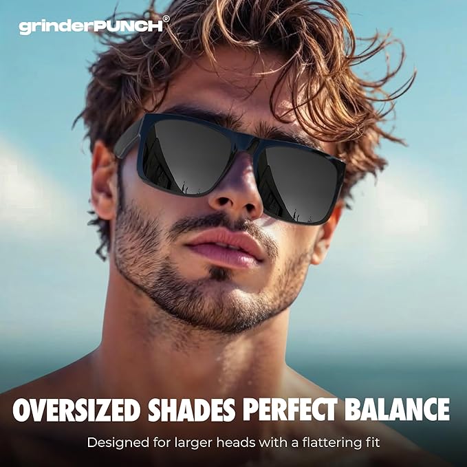 2 Pack XL Polarized Big Wide Frame Large Head Fit Sunglasses for Sports Driving Fishing Glasses