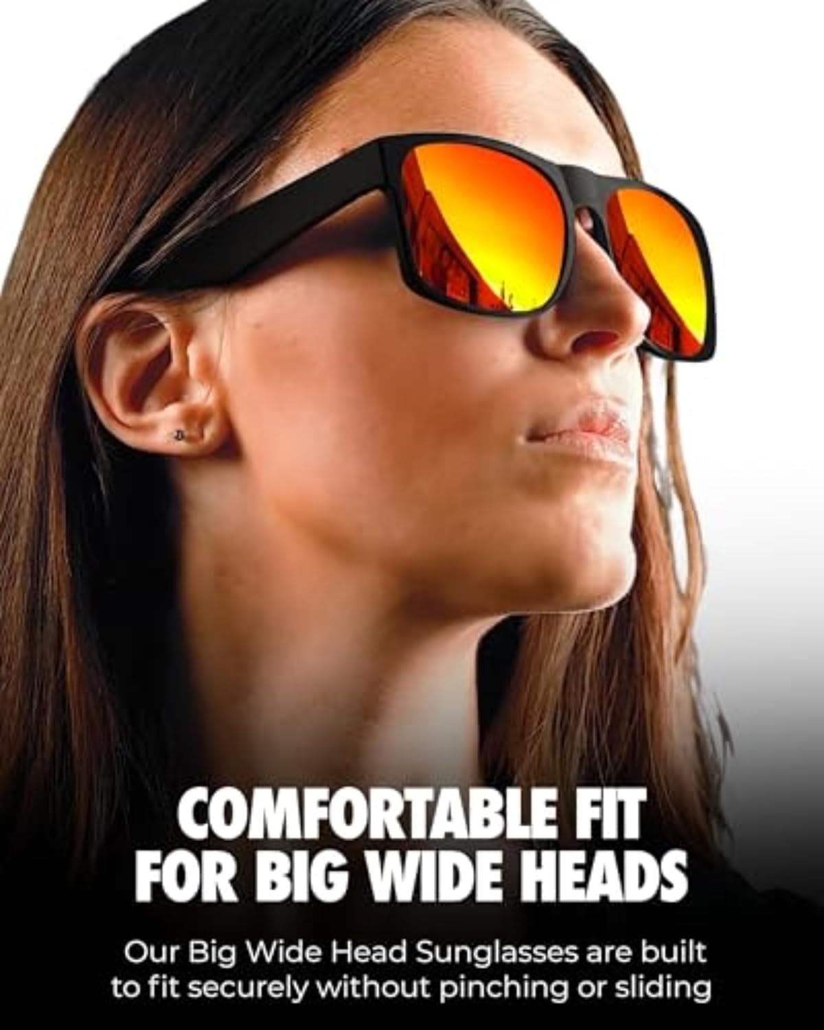 grinderPUNCH XL Polarized Men's Oversized Sunglasses, Big Heads Wide Face Large Head Fit Sunglasses Sports Driving Fishing Extra Wide Red Lens