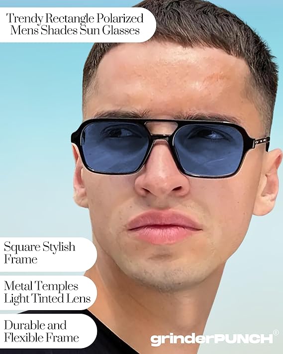 Retro Square Sunglasses for Womens Mens (Blue)