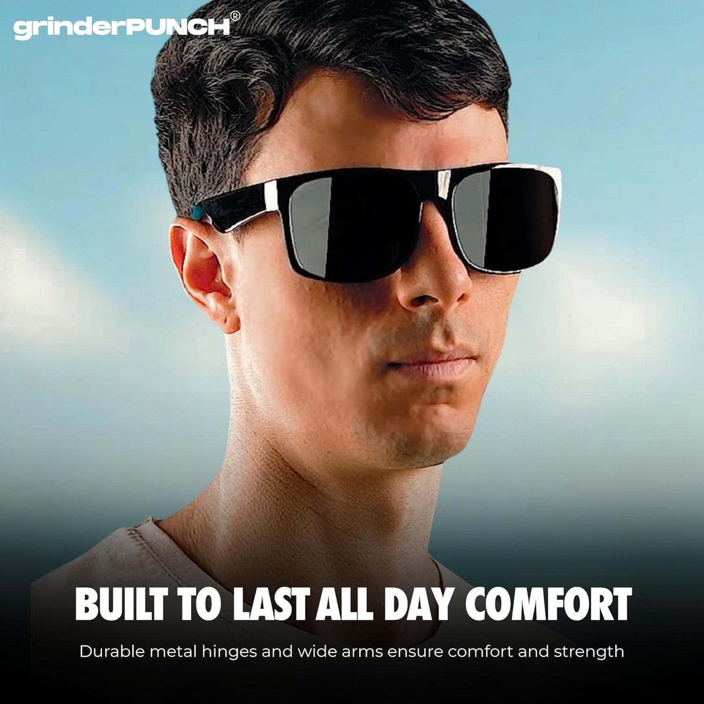 grinderPUNCH Mens Oversized Sunglasses XL Big Head Fit Extra Wide Frame Sunglasses for Men Big Heads XXL Large Wide Shades