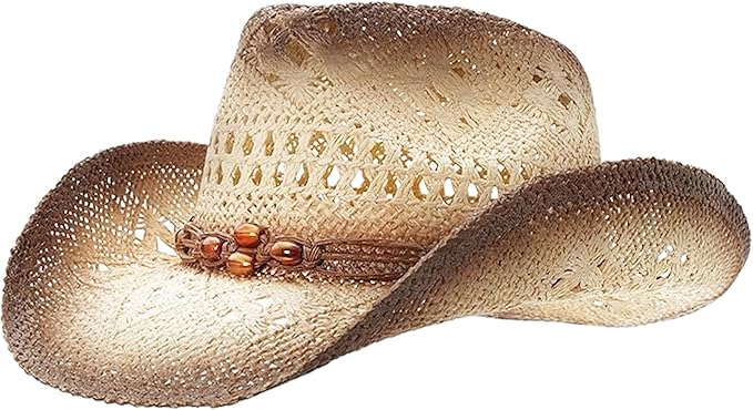 Western Outback Cowboy Hat Men's Women's Style Classic Straw Western Cowgirl Hat (Biege)