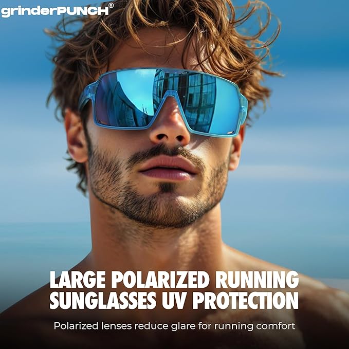grinderPUNCH XL Baseball Pickleball Running Hiking & Cycling Polarized Sport Sunglasses for Men & Women with UV Protection