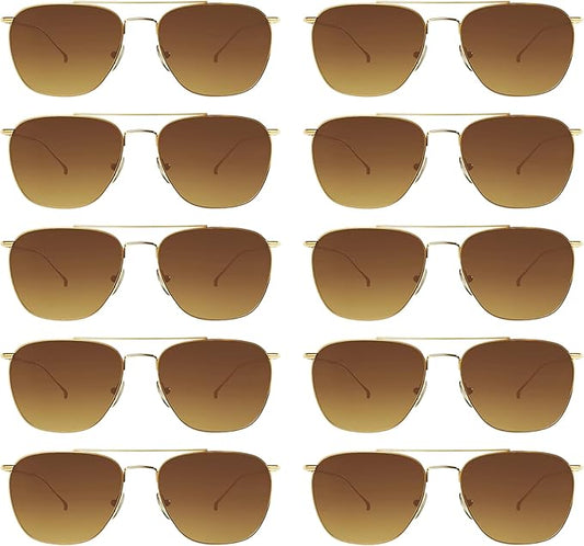 grinderPUNCH Polarized Aviator Sunglasses Men Women Retro Vintage Square Pilot Sun Glasses UV400 Protection – 10 PACK