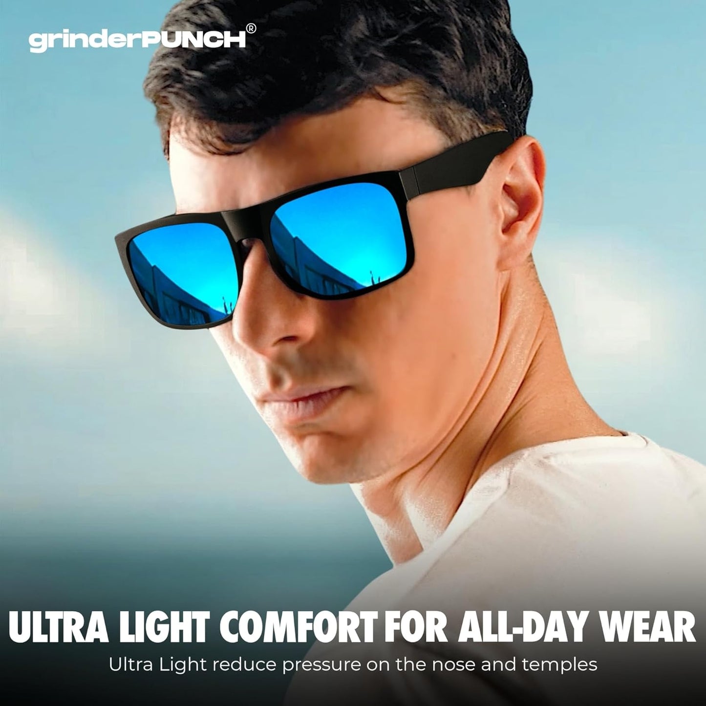 grinderPUNCH Mens Oversized Sunglasses XL Big Head Fit Extra Wide Frame Sunglasses for Men Big Heads XXL Large Wide Shades