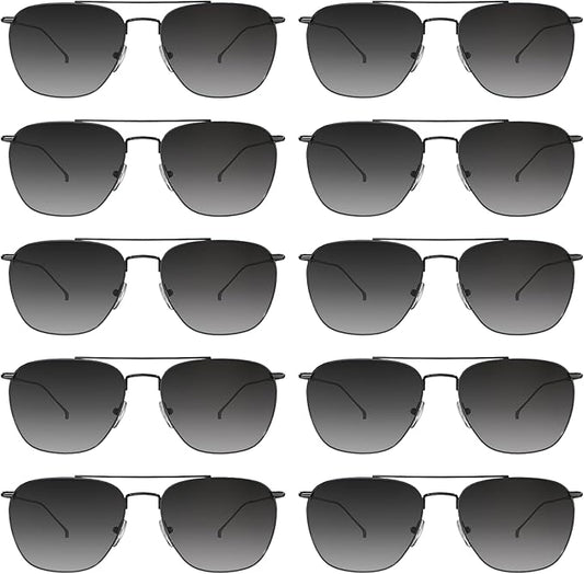 grinderPUNCH Polarized Aviator Sunglasses Men Women Retro Vintage Square Pilot Sun Glasses UV400 Protection – 10 PACK