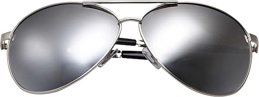 Big XL Wide Frame Extra Large Aviator Sunglasses (Silver - Mirrored Lens) - grinderPUNCH