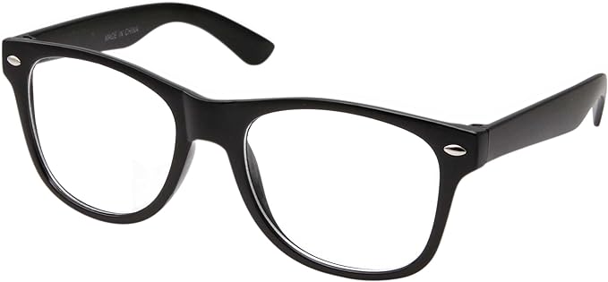 grinderPUNCH Men's Black Classic Horn Rimmed Retro Sunglasses Medium