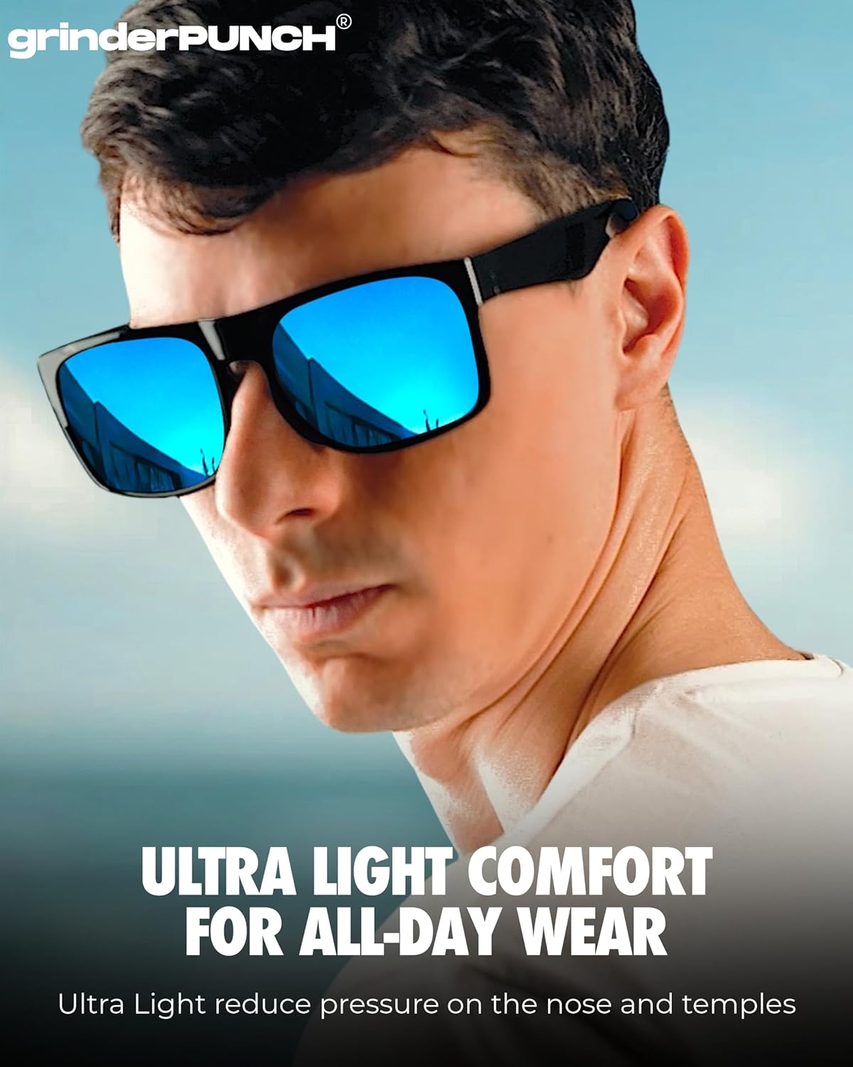XL Polarized Men's Oversized Sunglasses Sports Driving Wide Blue Lens Sunglasses