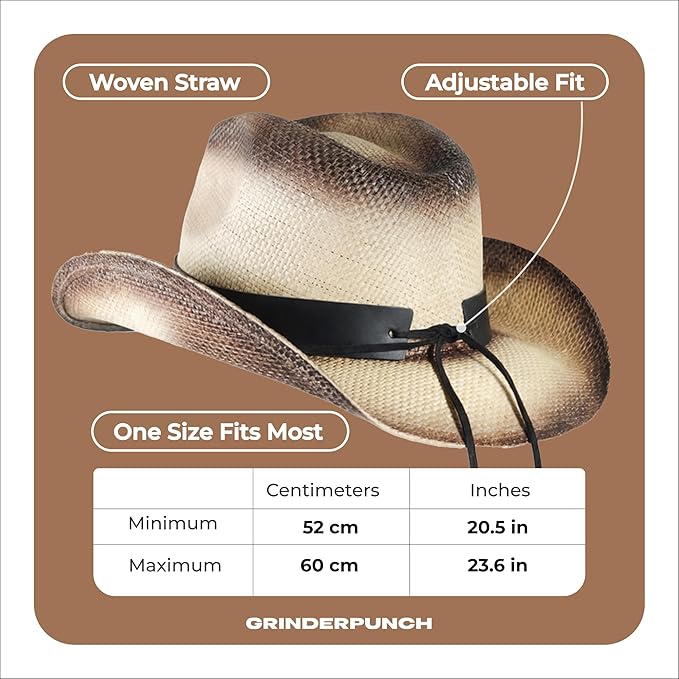 Western Outback Cowboy Hat Men's Women's Style Classic Straw Western Cowgirl Hat (White)