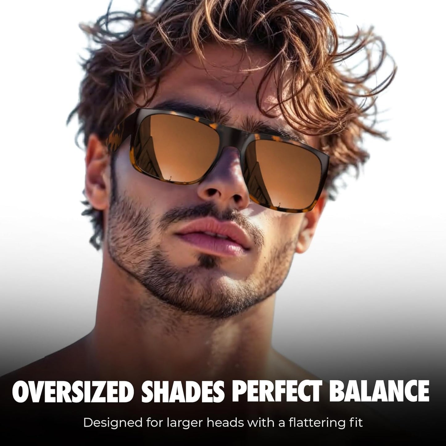 grinderPUNCH Mens Oversized Sunglasses XL Big Head Fit Extra Wide Frame Sunglasses for Men Big Heads XXL Large Wide Shades