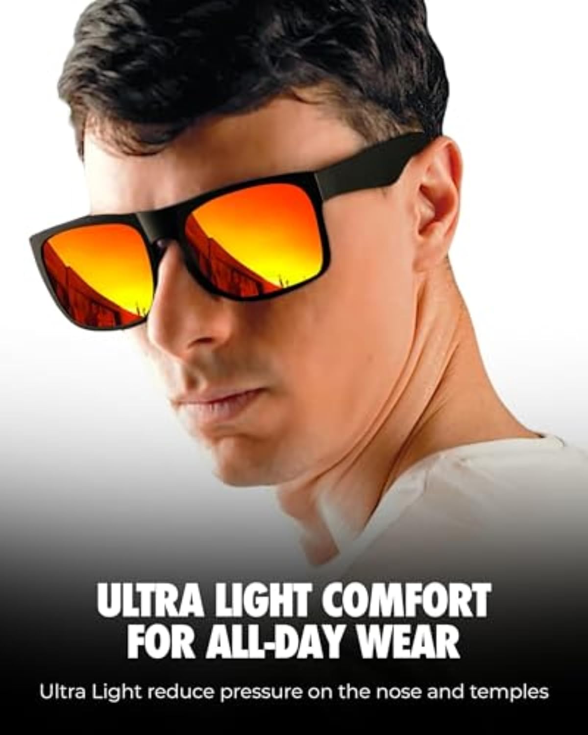 grinderPUNCH XL Polarized Men's Oversized Sunglasses, Big Heads Wide Face Large Head Fit Sunglasses Sports Driving Fishing Extra Wide Red Lens