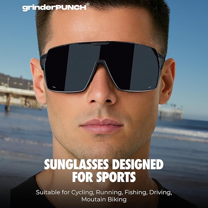 grinderPUNCH XL Baseball Pickleball Running Hiking & Cycling Polarized Sport Sunglasses for Men & Women with UV Protection - grinderPUNCH