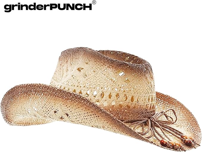 Western Outback Cowboy Hat Men's Women's Style Classic Straw Western Cowgirl Hat (Biege)