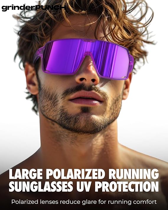 Polarized Sport Sunglasses Lightweight for Snow Hiking (Purple)