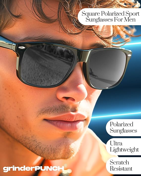 Polarized Sunglasses for Men and Women with UV400 Protection (Black Polarized Lens)