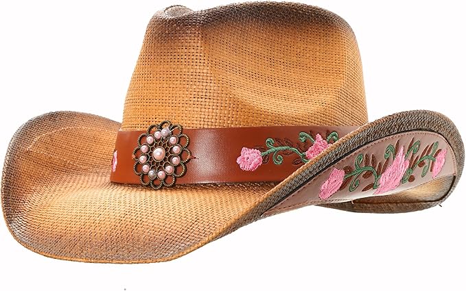 grinderPUNCH Western Outback Cowboy Hat Men's Women's Style Classic Straw Western Cowgirl Hat