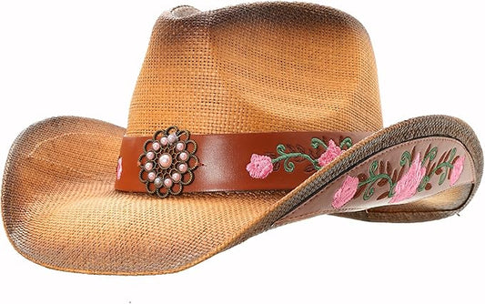 grinderPUNCH Western Outback Cowboy Hat Men's Women's Style Classic Straw Western Cowgirl Hat
